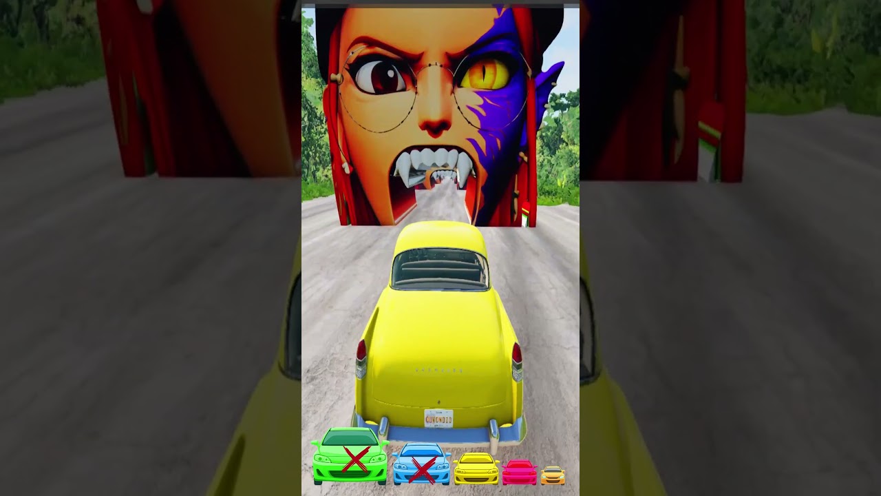 Big and Small Car vs Mira Half Lava Demon - BeamNG.drive