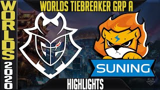 G2 vs SN Highlights | Worlds 2020 Group A Day 5 - 1st Place TIE BREAKER | Suning vs G2 Esports