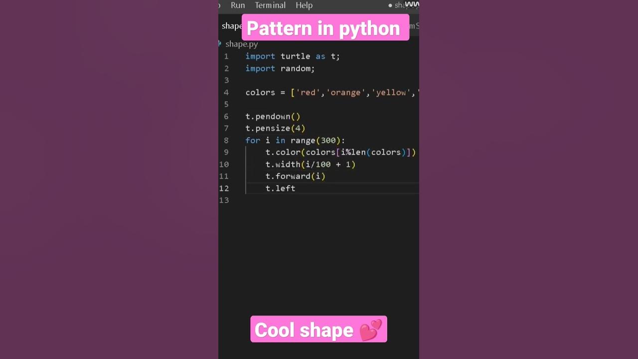 Python cool shape 😍 Pattern program💕 #short #shorts #code #coding # ...