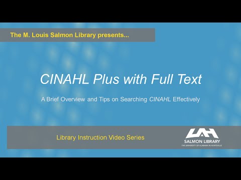 CINAHL Plus with Full Text  Overview and Search Tips