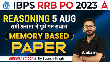 RRB PO Reasoning All Shifts Asked Questions Solution | RRB PO 5 Aug Memory Based Paper