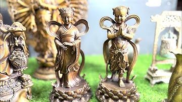 Thiên thủ thiên nhãn cao 70 cm, cặp tượng Tiên đồng ngọc nữ, gạt tàn bằng đồng