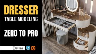Dresser Table 3D Modeling | Complete Step-by-Step Tutorial | Zero to Pro Level @3dinteriorstudio