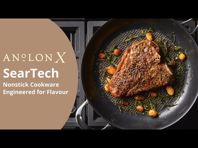 How to Reverse-Sear a Steak with Anolon X Nonstick Cookware  Introducing  Anolon X:  It features an advanced SearTech™  nonstick cooking surface that retains heat and keeps oil in the middle