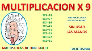 Tabla de multiplicar por 9. Multiplicacion