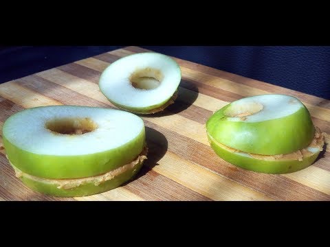 apple sandwich made with peanut butter