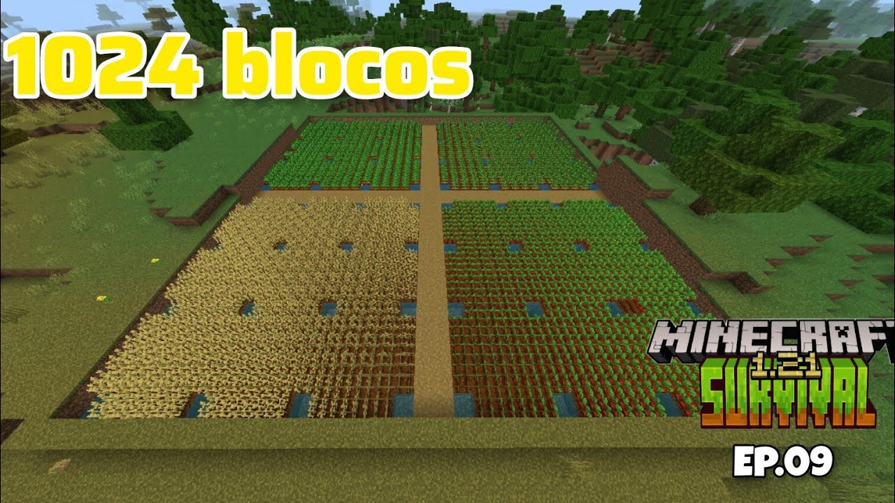 FIZ UMA MEGA PLANTAÇÃO DE 1024 BLOCOS NO MINECRAFT! Minecraft Survival ...