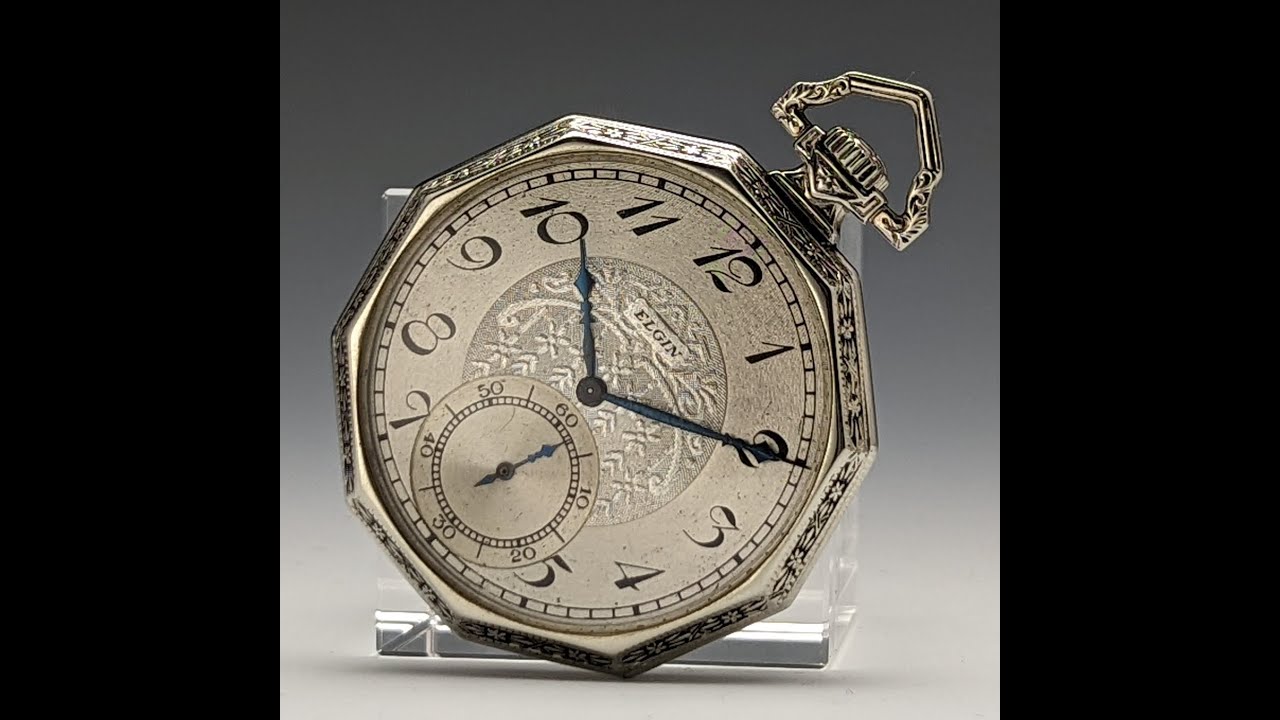 1922年 アンティーク エルジン 懐中時計 10角形金張りケース 動作良好 
