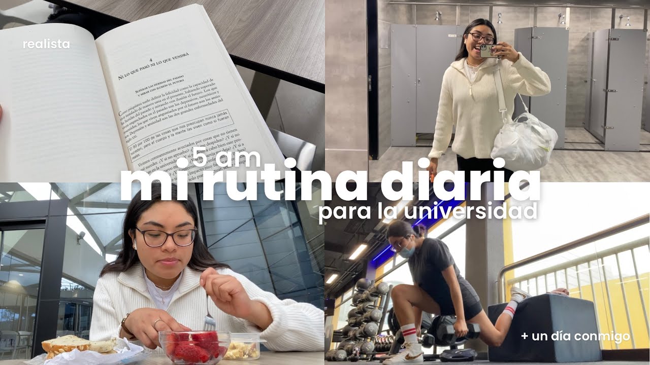 mi rutina diaria 5am☁️🧚🏻♀️ para la universidad + un día conmigo - YouTube