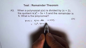 Find Polynomial Given Quotient And Remainder A3 Application Division Statement MHF4U