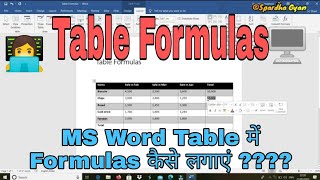 MS word table formulas | Formulas in word tables | Table formulas in word screenshot 2