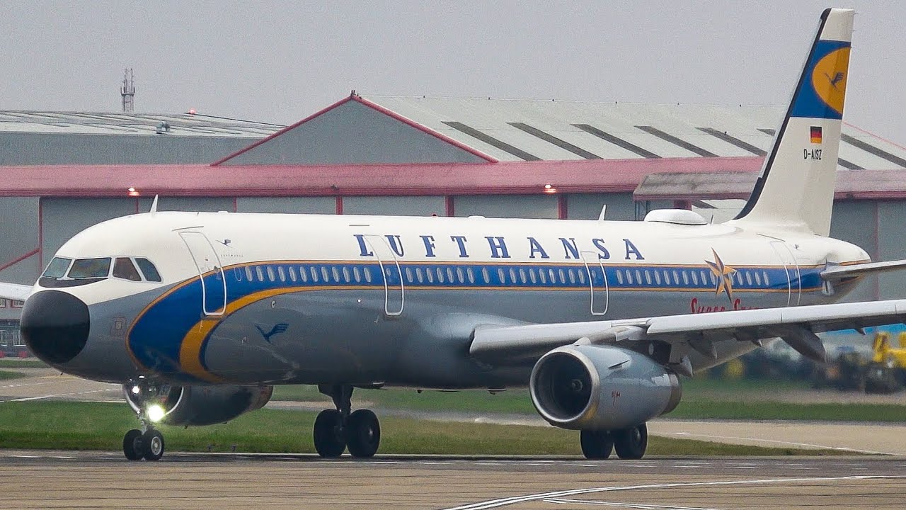 ✈️ 1950s Retro Livery | Lufthansa A321 Takeoff at Norwich Airport