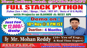 FULL STACK PYTHON Online Training @ DURGASOFT