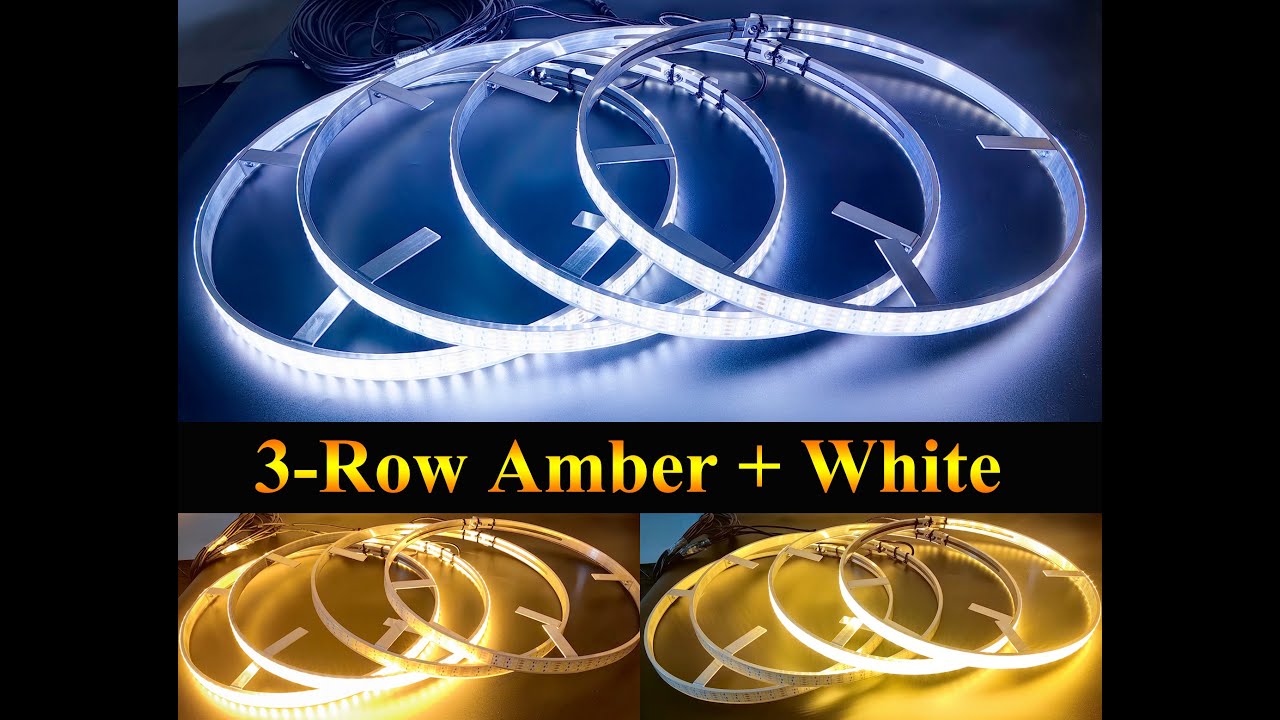 Dual Colors (Amber +White ) LED Wheel Lights, 50 differet flash / strobe working patterns