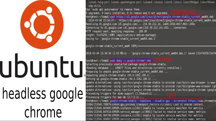 ubuntu 16 04 server install headless google chrome
