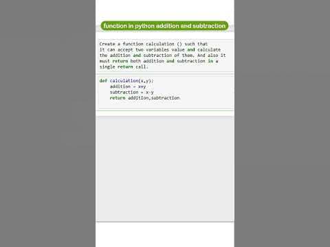 Python Function | addition and subtraction | python programming ...