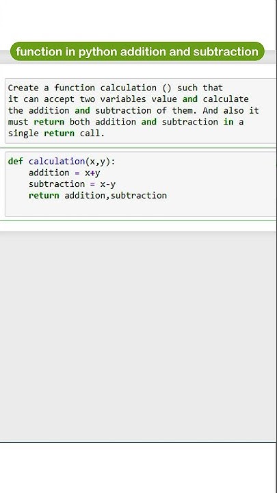 Python Function | addition and subtraction | python programming ...