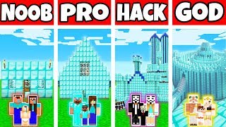 Minecraft: FAMILY DIAMOND HOUSE BUILD CHALLENGE - NOOB vs PRO vs HACKER vs GOD in Minecraft