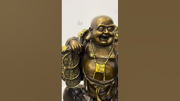 Tượng di lặc cưỡi cá chép cao 45cm bằng đồng, nặng khoảng 20kg thần thái cực đẹp-45 #homedecor