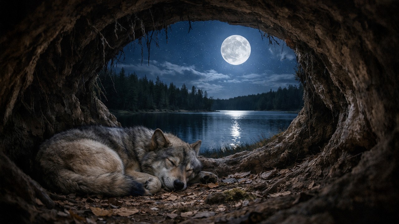 Relaxing Sleep Music 🐺 Full Moon Night by the Lake | Calm Ambient Sounds for Deep Sleep