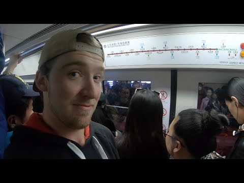 crowded subway in beijing china!