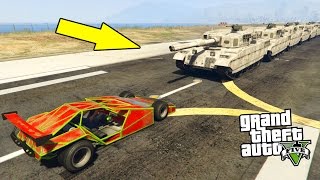 AUTO RAMPA vs. 100+ CARRI ARMATI su GTA 5 ita - PUÒ L AUTO RAMPA FAR VOLARE il CARRO ARMATO GTA 5