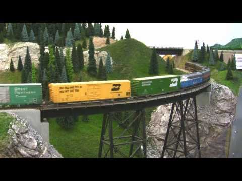 BN HO Scale Layout Model Railroad Train Video - HD...