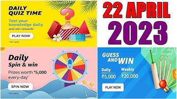 Amazon Quiz Today | Amazon Guess And Win Quiz Answers | 22 April 2023