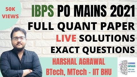 IBPS PO MAINS 2020 QUANT MEMORY BASED PAPER | YASHRAJ SIR | HARSHAL SIR