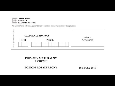 Matura chemia - maj 2017 - poziom rozszerzony - stara podstawa - CKE