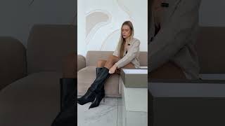 Сапоги LINA в чёрной коже — элегантность без усилий.Арт на вб:#439892260