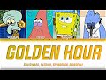 Squidward, Patrick, Spongebob, Mordecai - golden hour Lyrics [Color Coded Lyrics]