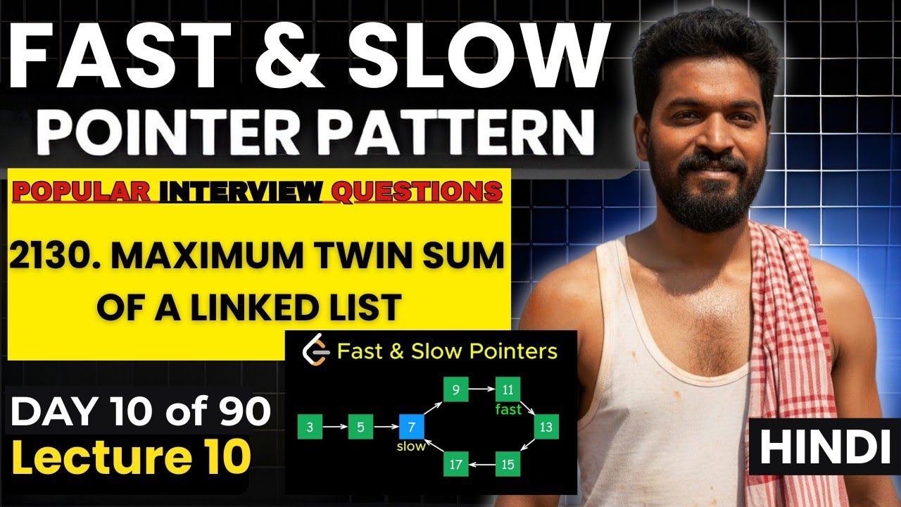 Day 10/90 |⚡2130. Maximum Twin Sum of a Linked List | Fast & Slow ...
