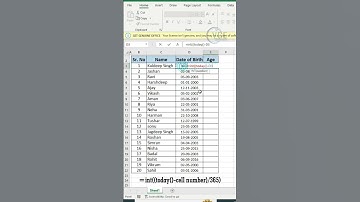 how to find age with date of birth by using advance #excel #shorts #viral #vce #shortvideo