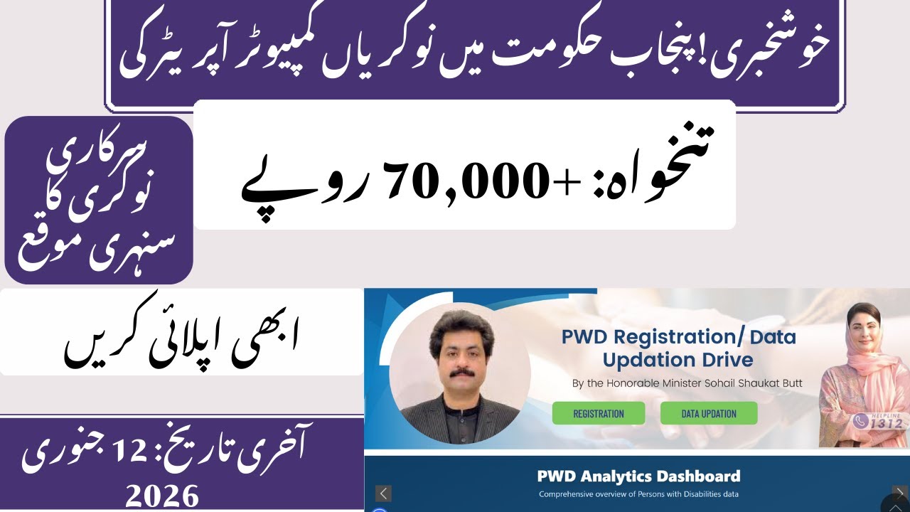Job Opportunity | Computer Operator Vacancies in Punjab CRPD | (Salary Rs. 70,000+) | Pakistan