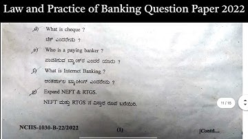 2022 Law and practice of Banking Question Paper Bcom 2nd Sem Gulbarga University || Jobs after B.com