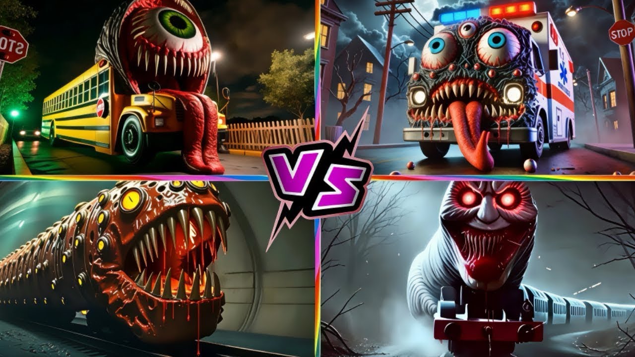 School Bus Monster 🆚 AmbulanceMonster 🆚 Train Eater Monster Tiles HopEDM Rush Battle 