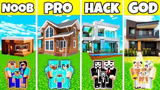 Wonderful Modern Mansion House Build Challenge - Noob vs Pro vs Hacker vs God in Minecraft