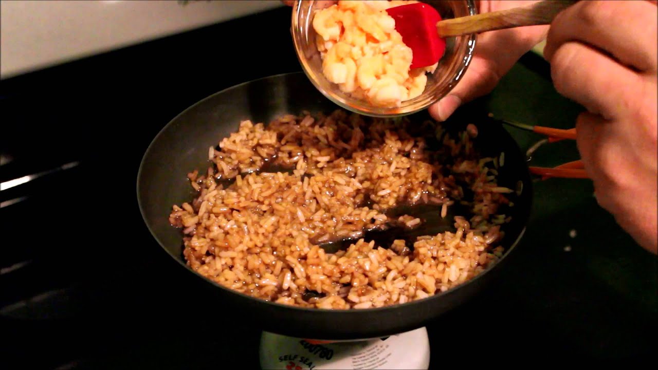 Jetboil frypan cooking shrimp fried rice review YouTube