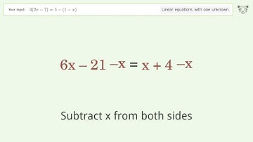 Linear equation with one unknown: Solve 3(2x-7)=5-(1-x) step-by-step solution
