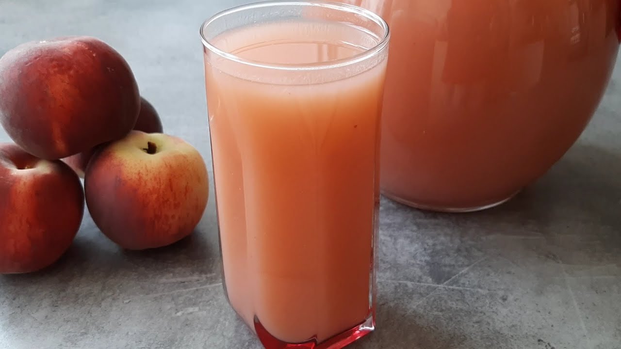 JUS DE PÊCHE FACILE ET ÉCONOMIQUE-عصير الخوخ المنعش احسن من الذي يباع في المحلات وبدون مواد حافضة