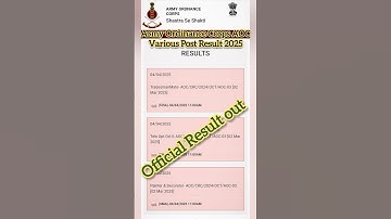 Army Ordinance Corps AOC Various Post Result Out 2025 |Tradesman, Fireman & ther post result dwnld