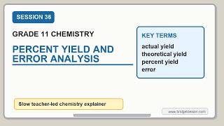 36 Week 9, Session 36   Percent Yield and Error Analysis