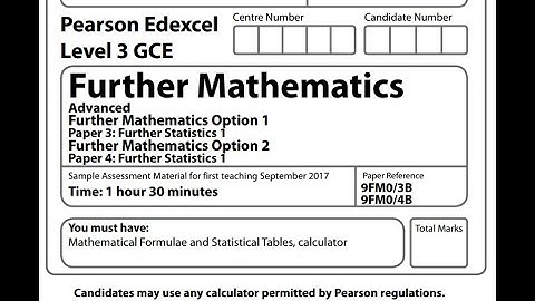 Further Stats 1 Sample paper Pearson Edexcel A level further maths