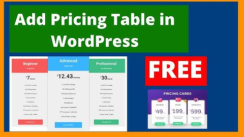 How to add pricing table in wordpress and Create Pricing Table in wordpress website For Free