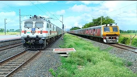 Fast & Furious Wap7 HIMGIRI Express Overtakes Aerodynamic EMU Train At Madhusudanpur