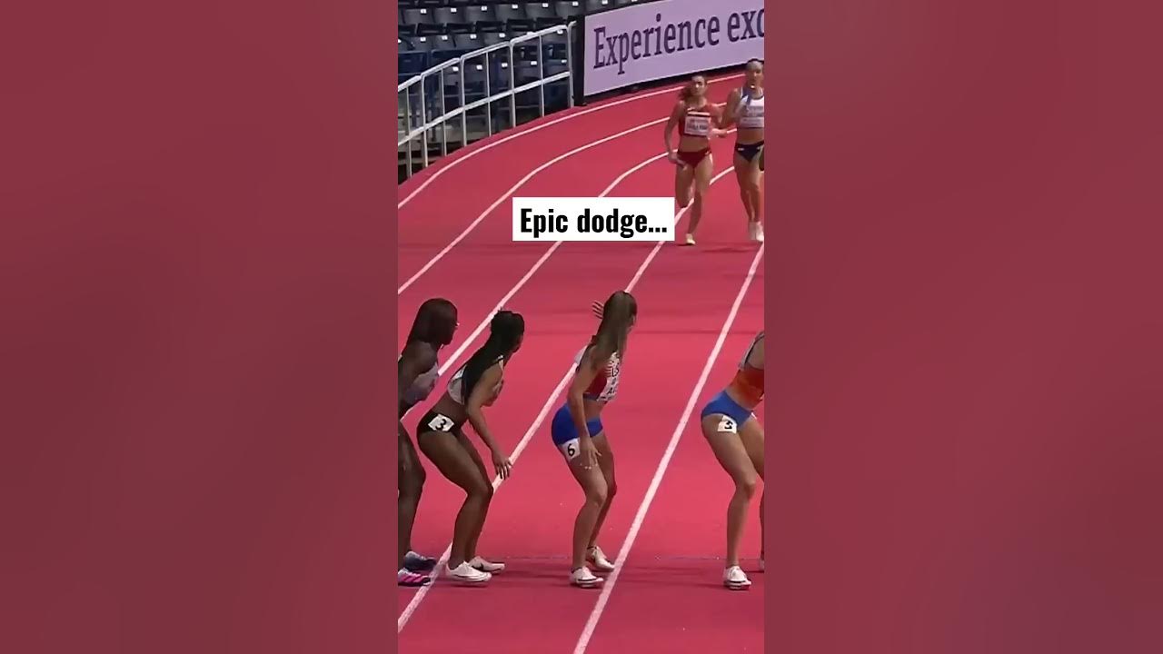 Epic dodge in 4x400 relay #shorts