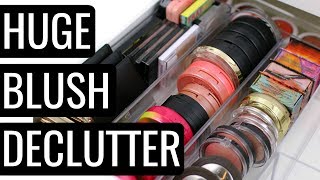 MAKEUP DECLUTTER 2018! CUTTING MY BLUSH COLLECTION IN HALF