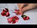 Embroidery #16: Pink wildflower embroidery with shiny silk thread color mix