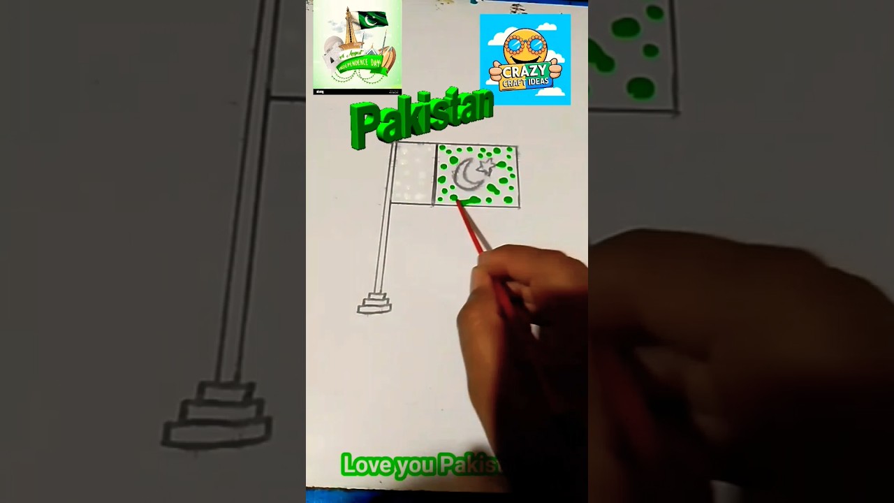 🇵🇰14 August Pakistan Zinda Bad Flag Drawing 🇵🇰 
